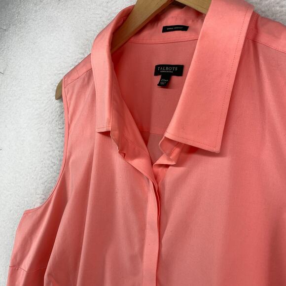 TALBOTS Shirt 22WP Wrinkle Resistant Sleeveless Button Up Stretch Cotton Orange - Picture 5 of 10